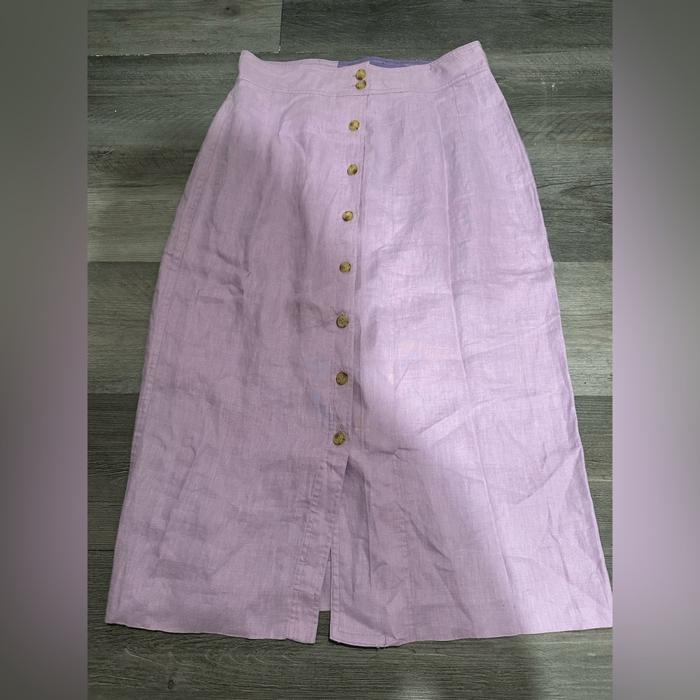 Everlane Lavender Button-Front Midi Skirt